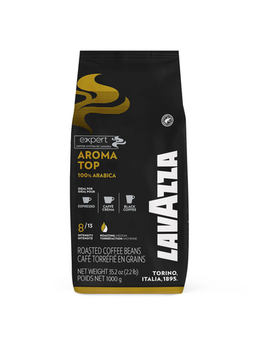 Lavazza Aroma Top 1Kg Coffee Beans - Front Bag with New Intensity Scale