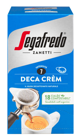 Segafredo Deca Crem Decaffeinated ESE Coffee Paper Pods (6 Packs of 18) - New Front Pack