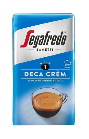 Segafredo Deca Crem 250g Decaffeinated Ground Coffee - 12 Packs of 250g - New Front-Facing Pack