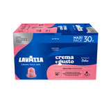 Nespresso Compatible Lavazza Crema e Gusto Dolce 30 Coffee Capsules - Horizontal Front-Facing Maxi Pack