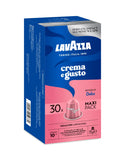 Nespresso Compatible Lavazza Crema e Gusto Dolce 30 Coffee Capsules - Vertical Left-Tilted Maxi Pack