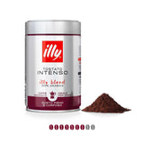 Illy Moka Intenso Ground Coffee (6 Packs of 250g) Tin and Ground Coffee with Intensity Scale