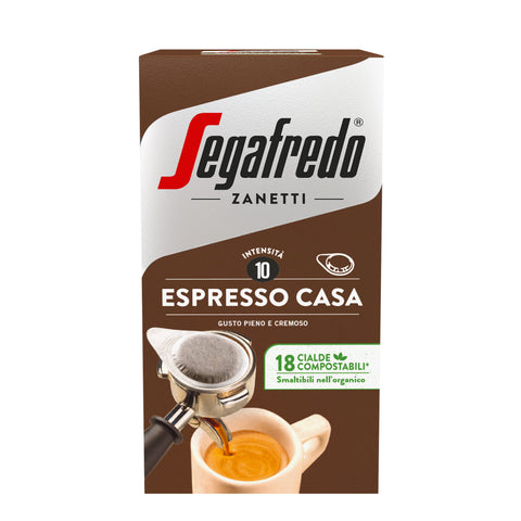 Segafredo Espresso Casa ESE Coffee Paper Pods (2 Packs of 18) - New Front Pack