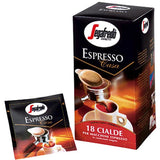 Segafredo Espresso Casa ESE Coffee Paper Pods (3 Packs of 18) - Old Right-Tilted Pack With One Wrapped Pod