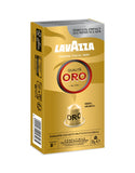Nespresso Compatible Lavazza Oro 10 Aluminium Capsules (1 Pack of 10) Left-Tilted Pack