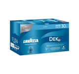 Nespresso Compatible Lavazza Dek 30 Coffee Capsules (Maxi Pack) Left-Tilted Horizontal Pack