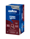 Nespresso Compatible Lavazza Crema e Gusto Ricco 30 Aluminium Capsules (Maxi Pack) Right-Tilted Pack