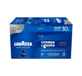 Nespresso Compatible Lavazza Crema & Gusto 30 Aluminium Capsules (Maxi Pack) Front Horizontal Pack