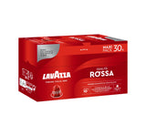 Nespresso Compatible Lavazza Qualita Rossa 30 Coffee Capsules (Maxi Pack) Left-Tilted Horizontal Pack