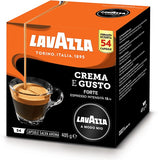 Lavazza A Modo Mio Crema e Gusto Forte Coffee Capsules (1 Pack of 54) New Right-Tilted Packet