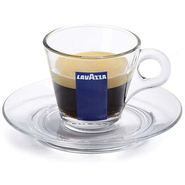 Lavazza Espresso Glass Cups Saucers 6 x 70ml