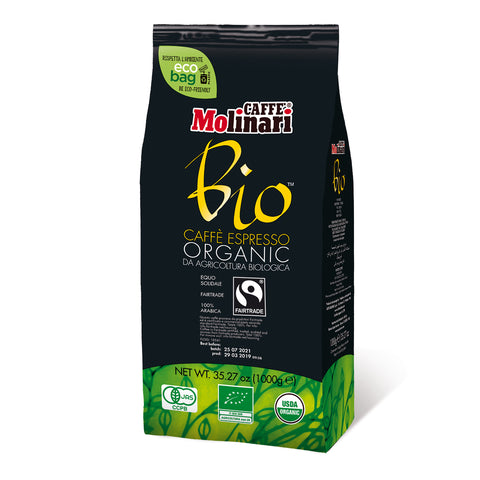 Molinari Organic Fairtrade Coffee Beans (2 Packs of 1kg)